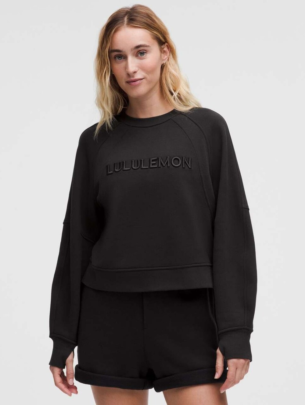 Lululemon Size M/L Scuba Oversized Pullover Sweatshirt Wordmark Black NWT
